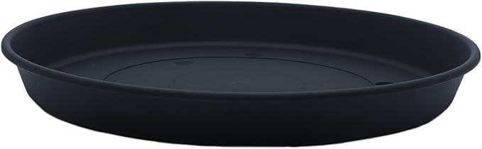 The HC Companies Round Prisma Flower Pot Saucers - Plastic Plant Saucer for Outdoors & Indoors - Traditional Plant Pot Trays for Water Drainage -Durable Plant Tray (7-inch Black, Pack of 1)