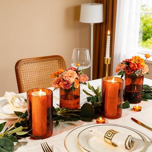 TBWIND 12pcs 6 Inch Amber Glass Cylinder Vases for Centerpieces - Image 7