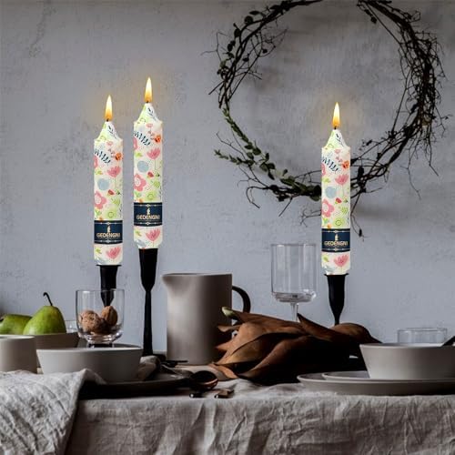 Printed Taper Candle Dripless Candlesticks - Gedengni 4pcs Cute Flower Handmade Candles Short Candle Sticks 7inches Floral Tapered Candles for Home Party Wedding Dinner,18-CUTFLW - Image 2