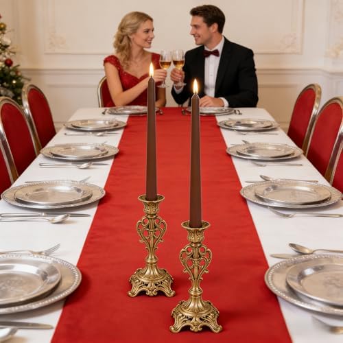 12-Pack Brown Taper Candles, 10 Inch Unscented Dripless Candlesticks, Long-Lasting Burn Time of 7-8 Hours, Perfect for Home Décor Dinner Party Meditation - Image 5