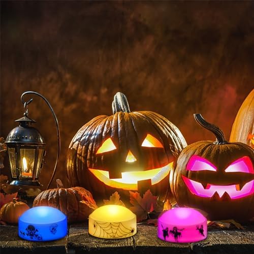 6 PCS Color Changing Halloween LED Pumpkin Candle Lights with Remote and Timer, Colored Battery Operated Jack-O-Lantern Light for Outdoor Halloween Flameless Pumpkin Home Decorations - Image 4