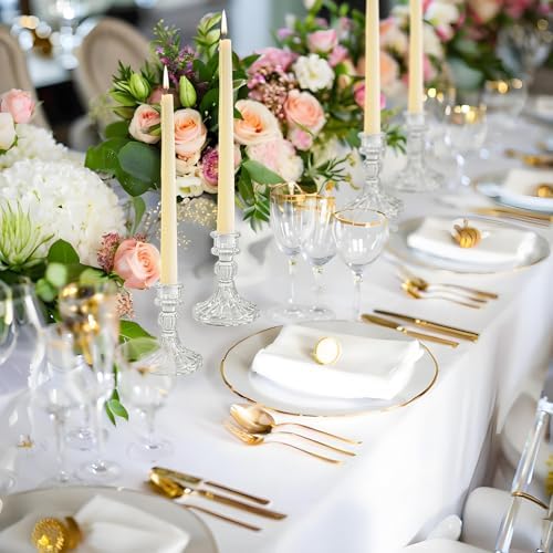 Glass Candlestick Holders, Clear Taper Candle Holders, Set of 6 - Image 4