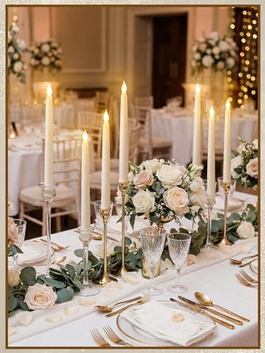 Treela Battery Operated LED Taper Candles,Basic,8 Inch,Ivory - Image 5