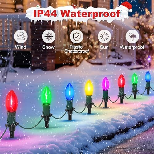 45Ft C9 Led Christmas Pathway Lights Outdoor, 30 Multicolor Bulbs Waterproof Connectable Christmas Walkway Lights for Driveway, Yard, Lawn, Sidewalk Decorations - Image 3