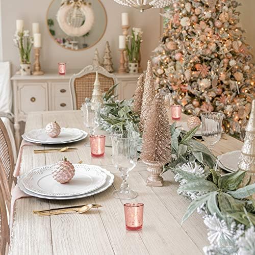 Volens Rose Gold Votive Candle Holders Bulk, Mercury Glass Votives 12 Pack - Image 2