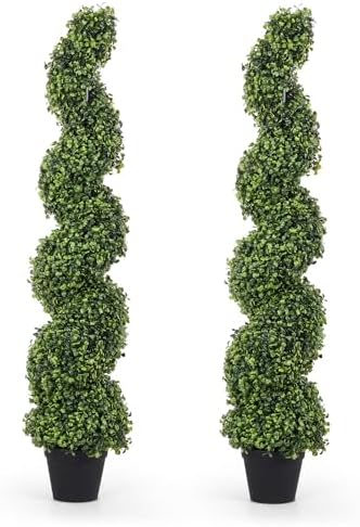 4ft Tall Spiral Topiary Trees Artificial Outdoor Set of 2 by THEBLOOMTIMES