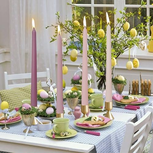 Up to 8 Hour Romantic Rose Scent Candles - Gradient Color Taper Candles - Pink Long Candlesticks for Wedding Festive Dinner Decor, Up to 8 Hour, 4 Pack - Image 5