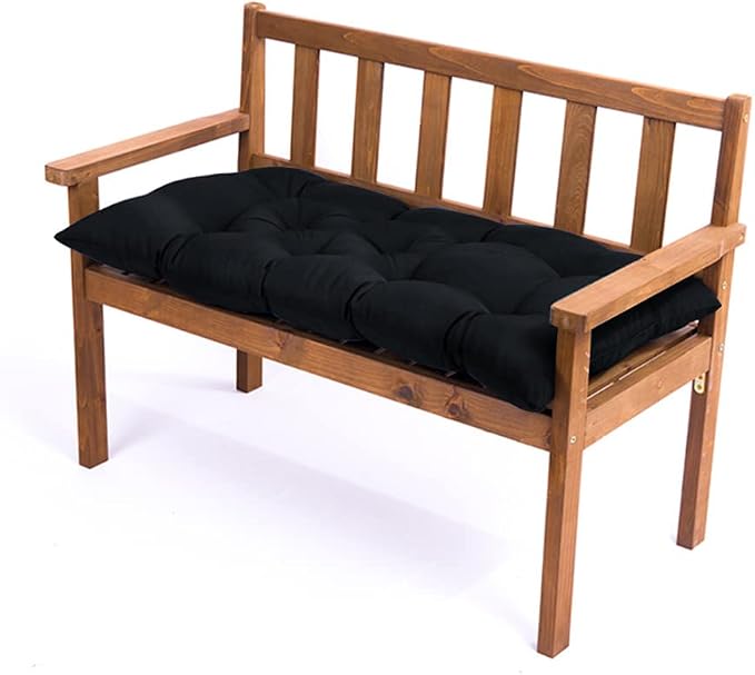 Srutirbo Indoor Outdoor Bench Cushion, Waterproof Swing Cushion Seat Chair Replacement Pads Pillow for Lounger Garden Furniture Patio Metal Wooden (Black, 59 * 20inch)