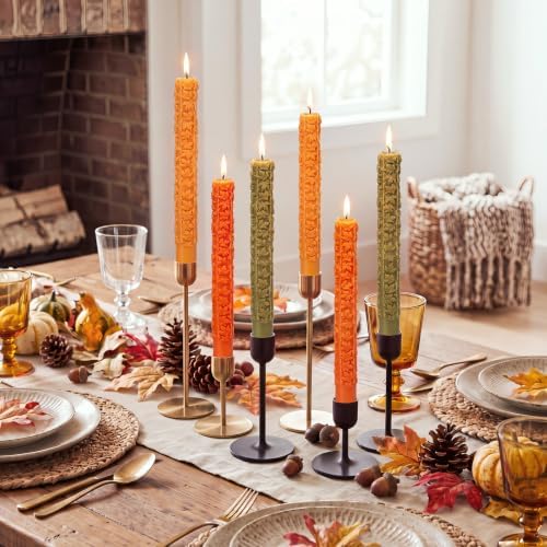 Conelist 6 Pcs Fall 3D Maple Leaf Taper Candles 8.5 Inch Autumn Colorful Decorative Scented Candles Fall Home Table Centerpiece Decorations for Thanksgiving Harvest Halloween Party Decor (3 Colors) - Image 5