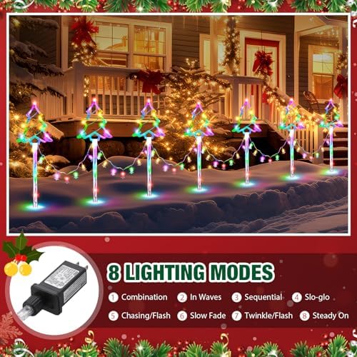 10 Pcs Christmas Tree Pathway Lights Outdoor Decorations, Colorful - Image 3