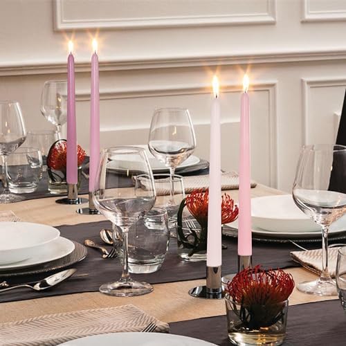 Dripless Colored Taper Candles Candlesticks 10 Inch Long Stick Candles Gradient Pink Rose Scented for Wedding Home Decor - Image 3