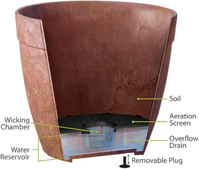 Root & Vessel Dolce Round Planter, Rust, 10"
