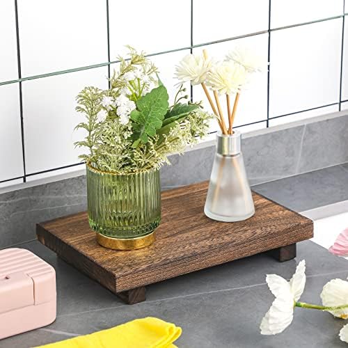 Nuogo Wood Pedestal Riser Stand for Kitchen Soap Tray,9 X 6 Inch,Brown - Image 2
