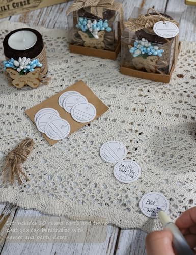 Ju's Favors 10 Piece Wooden Butterfly Tealight Candle Holder,Baby Shower Favor for Guests, Return Gifts, Baby Boy Gender Reveal Gifts, Christening Party Gift for Guests.(Dark brown-blue) - Image 6