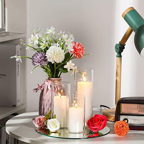 Shihanee 3 Pillar Candle and Holder,2.6'' X 4.7'', 5.9'', 7.9'',White - Image 2