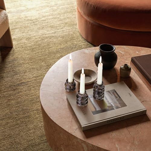 Vixdonos Marble Candle Holder Set of 3 Taper Candle Candlestick Mantle Candle Stand for Home Decor,Wedding,Party and Table Centerpieces(Brown) - Image 7