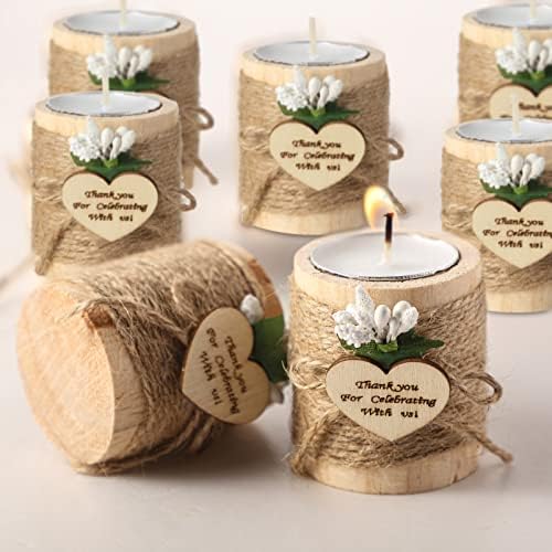 Treela 12 Pcs Wood Tealight Candle Holders Wedding Favors,Natural Color by Treela