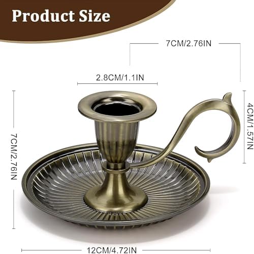 Candle Holder Candlestick Holders,2Pcs Taper Candle Holders Vintage Candlestick Holders with Handle for Party Wedding Home Decor - Image 2
