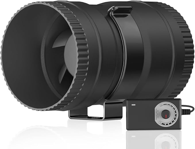 Hon&Guan 3 Inch Inline Blower Fan with Speed Controller 120 CFM with 20W Ultra-Low Power and Low Noise