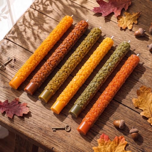 Conelist 6 Pcs Fall 3D Maple Leaf Taper Candles 8.5 Inch Autumn Colorful Decorative Scented Candles Fall Home Table Centerpiece Decorations for Thanksgiving Harvest Halloween Party Decor (6 Colors) - Image 2