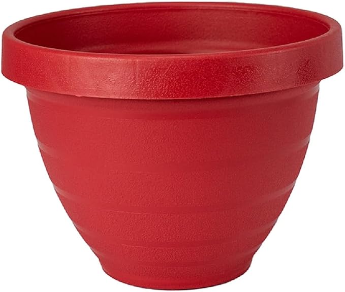 The HC Companies Rings Flower Planter - Self Watering Plant Pots for Herbs & More - Round Lightweight Outdoor & Indoor Planter (12" Warm Red, Pack of 1)