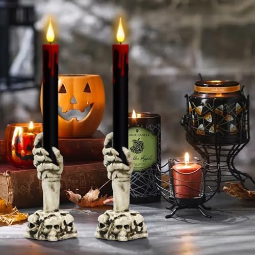 Wondise Halloween Black Flameless Taper Candles with Remote and Timer - Image 6