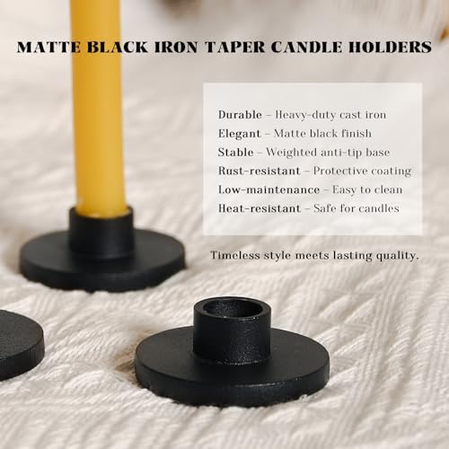 12 PCS Black Iron Thin Taper Candle Holders for 1/2 Inch Candlesticks - Image 5