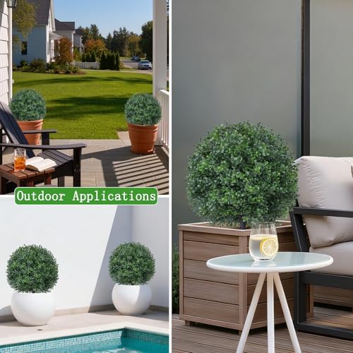 2PCS 24" Artificial Boxwood Topiary Ball Trees with Ground Spike - Image 7