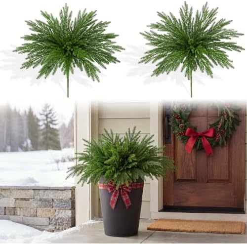 Riceshoot 2 Pcs Christmas Artificial Norfolk Pine Planter Outdoor Decor by Zuqqaaoor