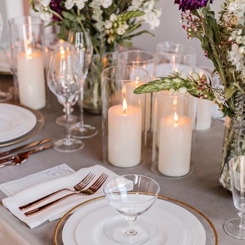 6 Pcs Hurricane Glass Candle Holders for Pillar Candle Clear Cylinder Vases - Image 6