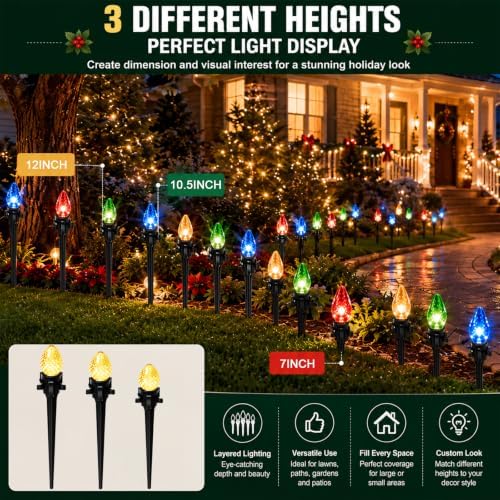 Christmas Light Stakes, 60 Pack C7 C9 Yard Lawn Light Stakes, 3 Sizes - Image 5