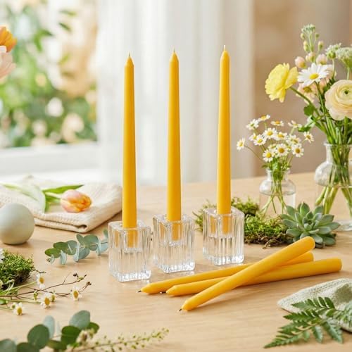 Royal Imports Unscented Taper Candles 12" Yellow 9HR Burn Time Set of 12 - Image 4