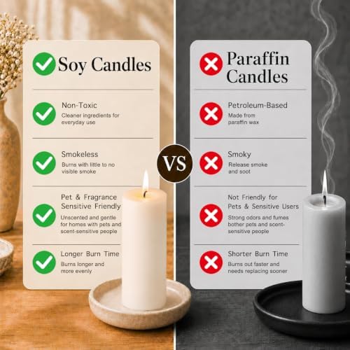 White Unscented Soy Pillar Candles,Non-Toxic 2x6 Inch Candle,50 H,6 Pack - Image 2