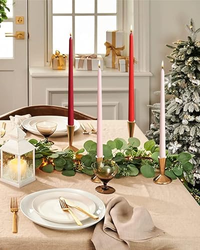 Light Pink Tall Taper Candles 12 inch Unscented Smokeless Long Tall Tapered Candle for Candlesticks Sticks Wedding Advent Home Decor Dinner Christmas，Set of 12 - Image 5