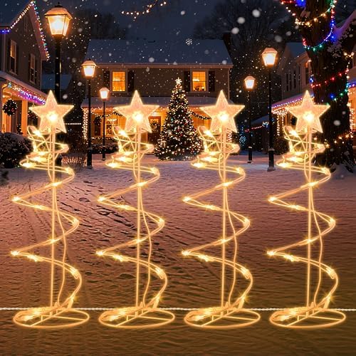 Christmas Decorations Spiral Christmas Tree Outdoor Pathway 4 Pack 19IN by HEISOK