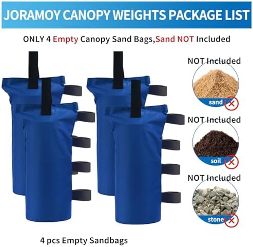 Joramoy Heavy Duty Canopy Weight Bags(120LBS), 4Pcs Blue(Without Sand) - Image 2