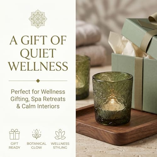Moss Green Mandala Glass Tealight Holders, 12 Pack - Image 7