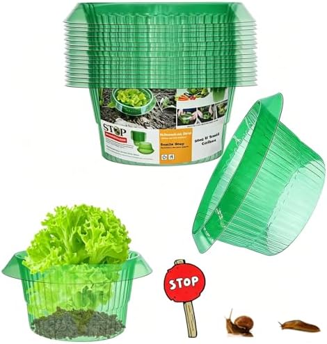 Fshow Garden Cloches，15 Pack Plastic Slug & Snail Plant Protection Collars,Snail Defense Without Chemistry, Snail Collar Protects Plants to Get Better. (Emerald Green) by Fshow