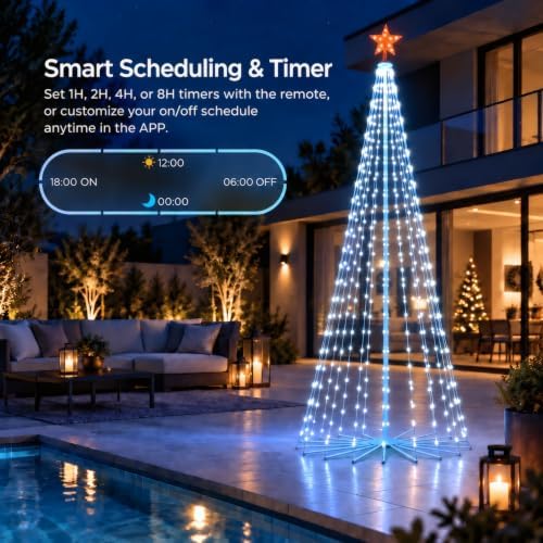 6FT Outdoor Christmas Cone Tree, 265 RGB LEDs, App Control, Timer - Image 4