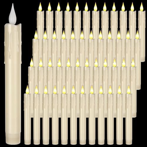 Baquler 48 Pcs 7.5" Ivory Flameless Taper Candle LED Stick Battery Operated by Baquler