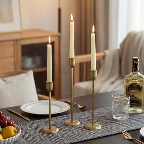 Perfnique Brass Candlestick Holders Set of 6 - Antique Gold Iron Candle Holders for Christmas, Birthday, Wedding, Party, Dining Table, Fireplace Mantel Decor (Gold) - Image 4