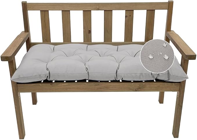 Outdoor Bench Cushion, Waterproof Swing Cushion Bench Seat Cushion, Swing Chair Replacement Seat Pads Cushion Pillow for Lounger Garden Furniture Patio Metal Wooden Bench (Light Grey, 59x20in)