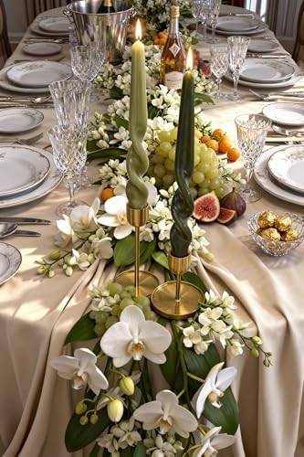Twisted Taper Candles, 12 Pack 9.5 Inch Olive Green Sagegreen Two Tone Spiral Design Decorative Set for Thanksgiving, Wedding Table Decor and Home Styling - Image 4