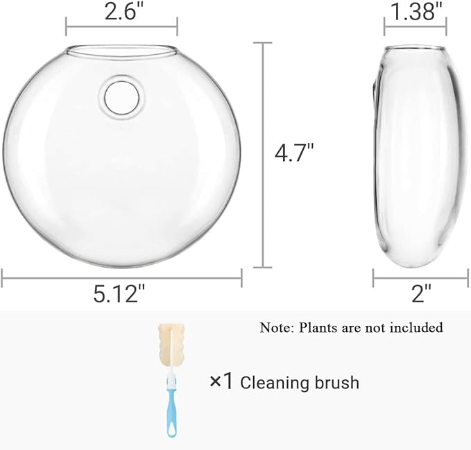 Mkono Wall Hanging Planter Propagation Station Glass Flower Vase for Hydroponics Plants, Bathroom, Home Office Living Room Decor Gift, Oblate Set of 4(Plants not Included)