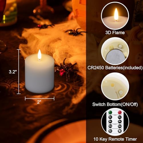 GenSwin Wax Votive Flameless Candles Battery Operated Remote Timer White - Image 6
