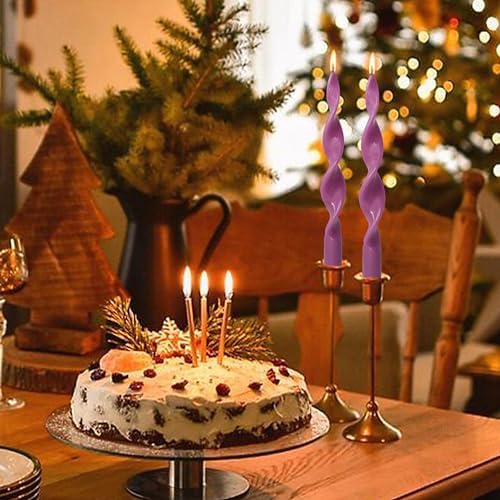 Unscented Spiral Candles Purple Candlesticks 10Inch Swirl Tapered Candle Handmade Colorful Twisted Candles for Home Décor Weddings - Image 4