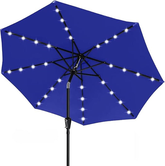 ABCCANOPY 10FT Durable Solar Led Patio Umbrellas with 32LED Lights (Blue)