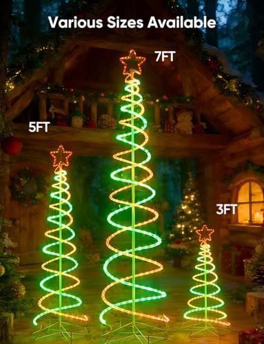 Double Spiral LED Christmas Tree Lights, Green and Red, 5ft - Image 2
