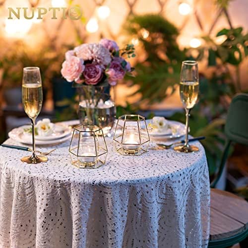 NUPTIO Gold Geometric Tealight Candle Holders, Set of 2 - Image 3