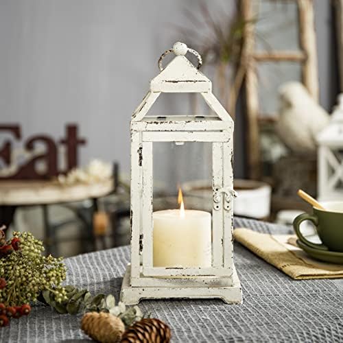 Rustic Metal Candle Holders 12" Tall, Distressed White - Image 4